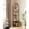 Multi Tier Corner Shelf Unit with Cabinet Door, Industrial Style Space Saving Corner Storage Organizer for Books Decor Plants